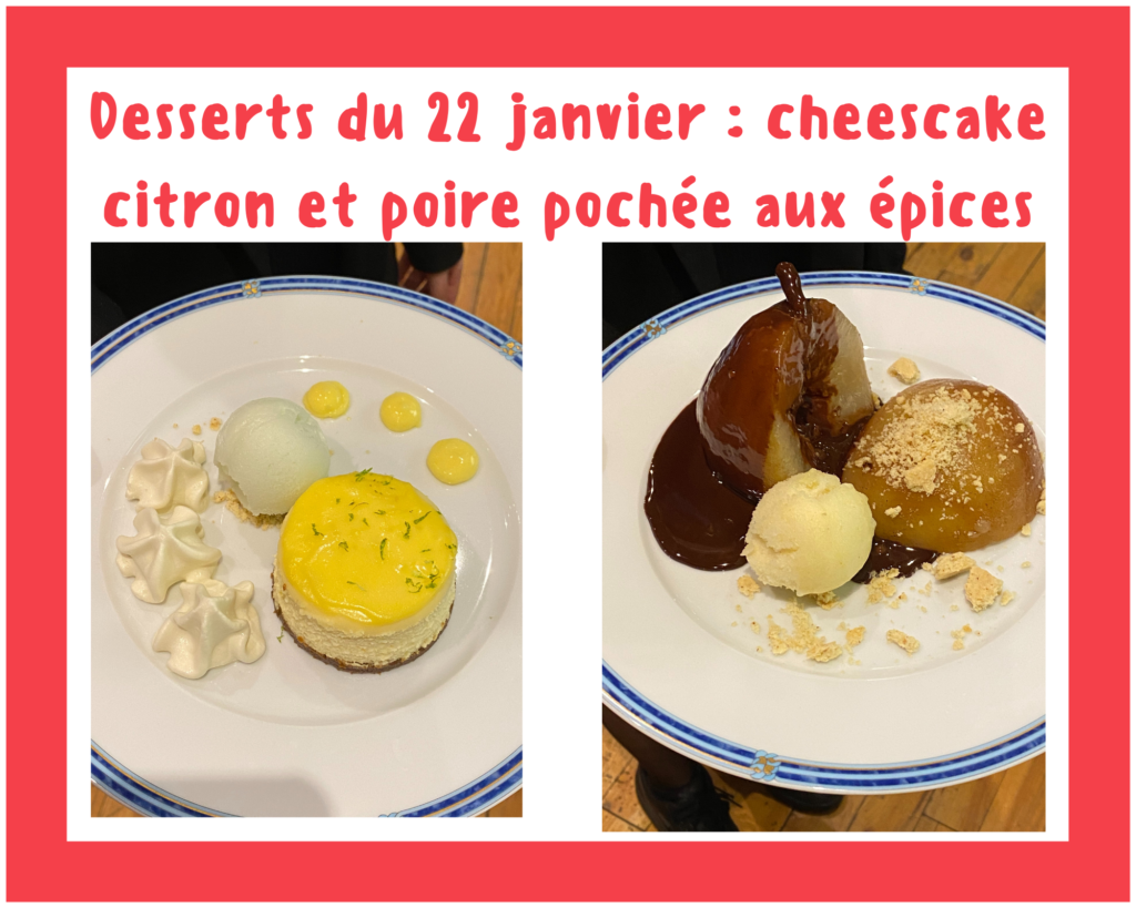 desserts du 22 janvier